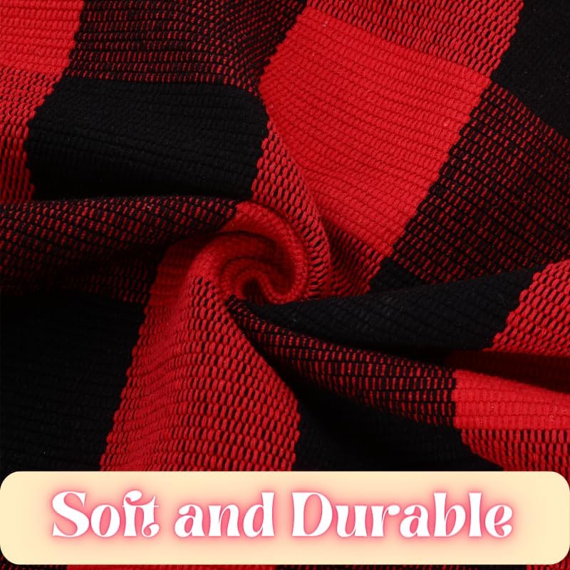 Ckorzen Red and Black Plaid Rug, 3' x 5' Christmas Front Porch Outdoor Rug, Handwoven Cotton Washable Rug for Layered Door Mats, Holiday Entryway and Home Décor - Image 4