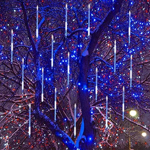 LJLNION Meteor Shower Lights, 12 Inch Outdoor Icicles Christmas Lights, 8 Tubes 288 LED Iciclelights Snow Falling Light, Connectable Raindrop Light, Xmas Wedding Party Tree Holiday Decor, Blue - Image 3