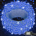 LJLNION 300 LED String Lights Outdoor Indoor, Extra Long 98.5FT Super Bright Christmas Lights, 8 Lighting Modes, Plug in Waterproof Fairy Lights for Holiday Wedding Party Bedroom Decorations (Blue) by LJLNION