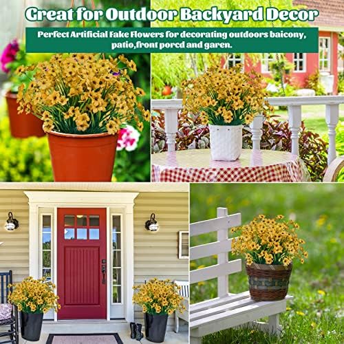 24 Pcs Artificial Flowers for Outdoor, Plastic Fake Flowers Decor, Yellow - Image 6