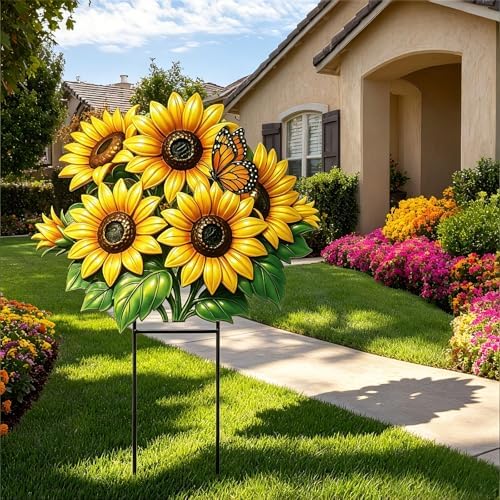 Amyhill 20 Inch Summer Sunflower Metal Outdoor Decor Garden Stake - Image 6