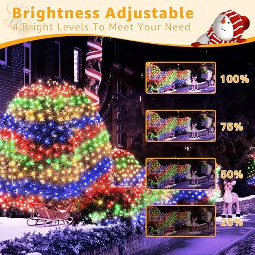 Ollny Net Lights Outdoor Mesh Light, 210LED 10x7ft Green Wire Christmas Net Lights, IP67 Waterproof, 8 Modes Plug in Bush Light for Tree Shrubs Outside Patio Decorations, Multicolor - Image 6