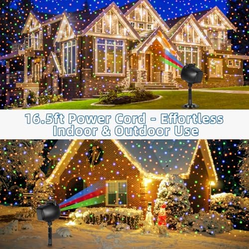 Outdoor Laser Projector Lights, RGB Firefly Light Show for Backyard Parties & Gatherings, IP65 Waterproof, 270° Adjustable, 10 Color Modes + 3 Changeable Holiday Cards(Halloween/Snowflake/Christmas) - Image 4