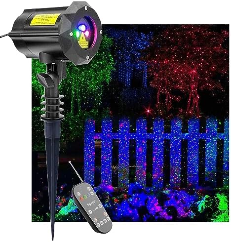 LEDMall Christmas Laser Projector Lights Outdoor, Motion Firefly Red, Green and Blue with Remote Control and Security Lock by LedMall