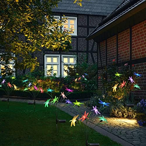 2PCS Outdoor Solar Lights, Waterproof Solar Lights Outdoor Pathway, Solar-Powered Garden Swing Dragonfly Decorative Lights for Yard Balcony Flower Bed, Gardening Plant Lovers - Image 5