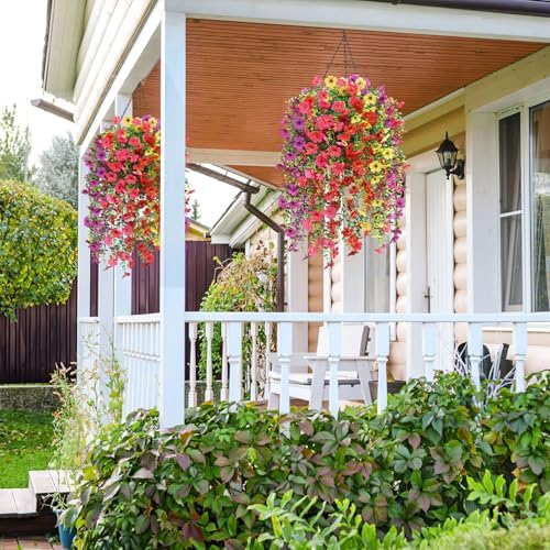 Artificial Hanging Flowers for Outdoors Summer Decor, 6 Bundles UV Resistant Realistic Faux Silk Flowers, Fake Plants for Planter Indoor Outside Garden Porch Patio Balcony Yard Farmhouse - Image 4