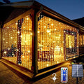 2 Pack Solar Curtain Lights Outdoor Garden Fairy String Lights 300 LED 8 Modes Remote Control Waterproof Solar Waterfall Lights for Gazebo Patio Party Festival Wedding Christmas Decorations(Warm) by Whywhife