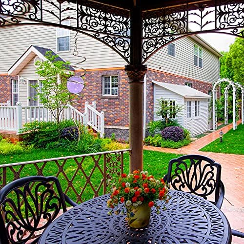 Fonmy Purple Gazing Ball Spiral Tail Wind Spinner Stabilizer with Swivel Hook 11inch Stainless Steel Tail and 2 inch Purple Glass Orb. Indoor Outdoor Garden Decoration Hanging Ornaments - Image 4