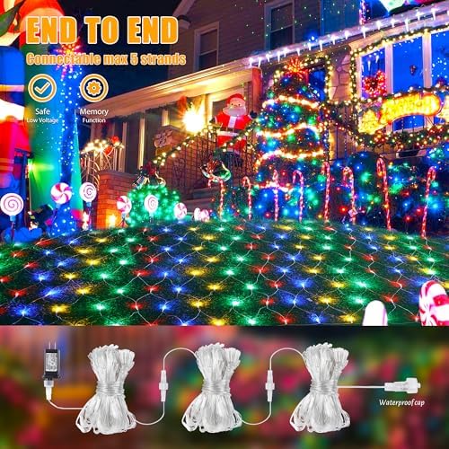 HEYFUNi 192 LED Christmas Net Lights Plug in, 9.8FT x 6.6FT Multicolor - Image 4