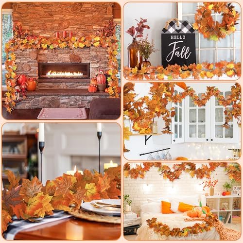 2Pack 11.8FT Fall Garland for Mantle Indoor Outdoor Thanksgiving Decor - Image 6