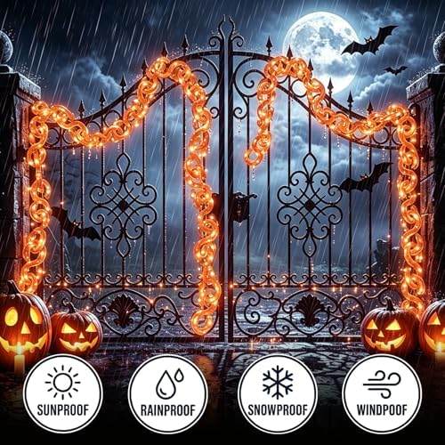 10 ft Halloween Chain Lights, Orange Halloween Lights - Image 3