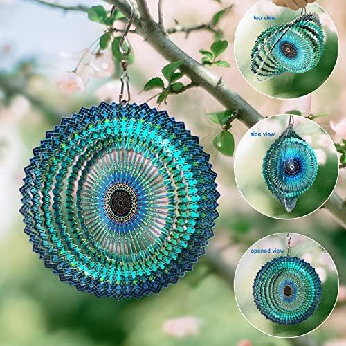 FONMY Stainless Steel Wind Spinner Mandala Starry Sky 6 inch 3D Stainless Steel Laser Cut Metal Art Geometric Pattern - Hanging Wind Spinner Kinetic Yard Art Decorations - Indoor/Outdoor Décor - Image 4