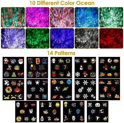 Halloween Christmas Outdoor Projector Lights with 14 HD Replaceable Slides with Remote Control Waterproof Outdoor Indoor Xmas Theme Party Yard Garden Decoration - Image 2