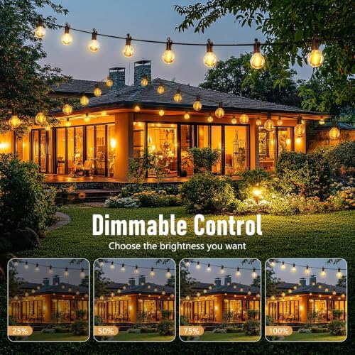 Brightown Outdoor String Lights Hanging Globe Patio Lights with 50 G40 Shatterproof Bulbs(2 Spare), IP44 Waterproof Connectable Commercial 50 Hanging Light for Indoor Outdoor Decor - Image 4