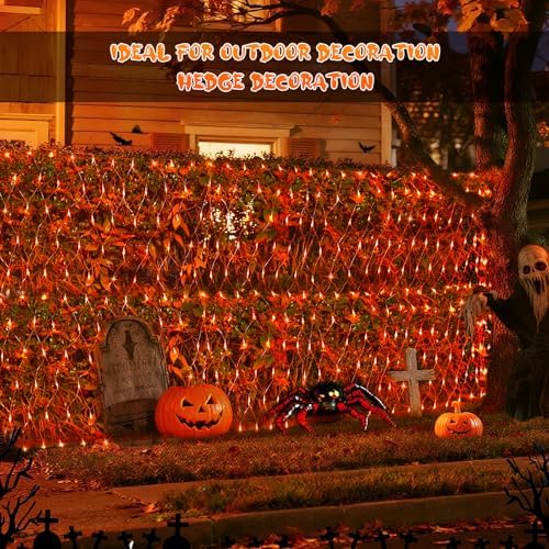 JMEXSUSS 200 LED Orange Net Lights for Halloween, Plug in, 9.8ft x 6.6ft - Image 5