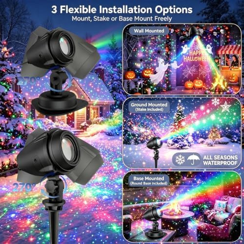 Laser Christmas Projector Lights Outdoor, 3-Color RGB Star Light, Aluminum - Image 3