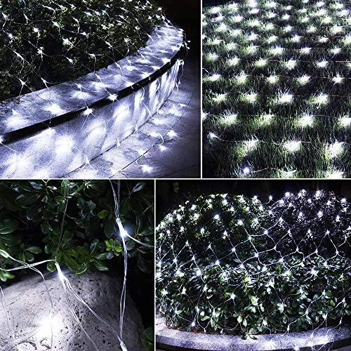 LED Net Lights Mesh Lights, 240LED Timer Tree Warp Fairy Lights Outdoor Hanging String Light for Christmas, Halloween, Garden, Walkway, Bushes Decor-9.8ft x 6.6ft(White) - Image 2