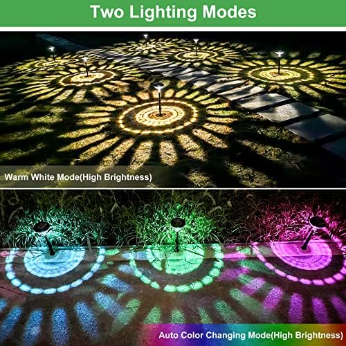 Nupostai Bright Solar Pathway Lights 2 Pack, Color Changing + Warm White LED, IP67 Waterproof Solar Garden Lights for Walkway, Yard, Backyard, Lawn Decorative - Image 2
