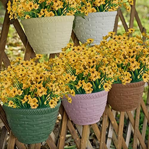 24 Pcs Artificial Flowers for Outdoor, Plastic Fake Flowers Decor, Yellow - Image 4