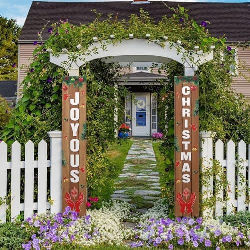 Joyous Christmas Banner Decorations Wooden Wall Xmas Porch Sign Decor Christmas Home Outdoor Door Hanging Banner for Holiday Party Decor - Image 4