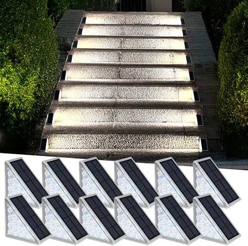 AUDLES Solar Step Lights - Waterproof Outdoor Decor, IP67 Solar Lights for Yard, Patio, Garden, Walkways, Front Door, Pathway, Driveway (12) by AUDLES
