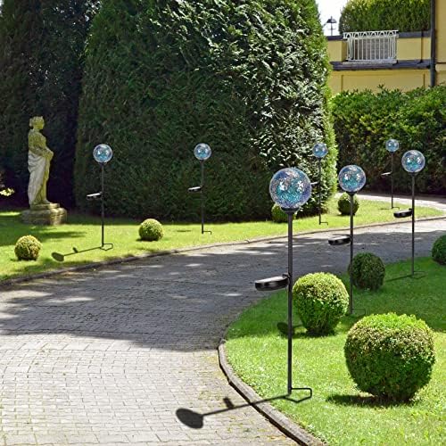 Solar Garden Lights Outdoor Decorative - Solar Gazing Ball Mosaic Garden Stakes Decorative Waterproof Outdoor Lights for Pathway Yard Lawn Decoration Blue - Image 6