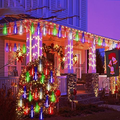 Multicolor Icicle Lights Outdoor, 40-Tube Meteor Shower Light for Christmas - Image 2