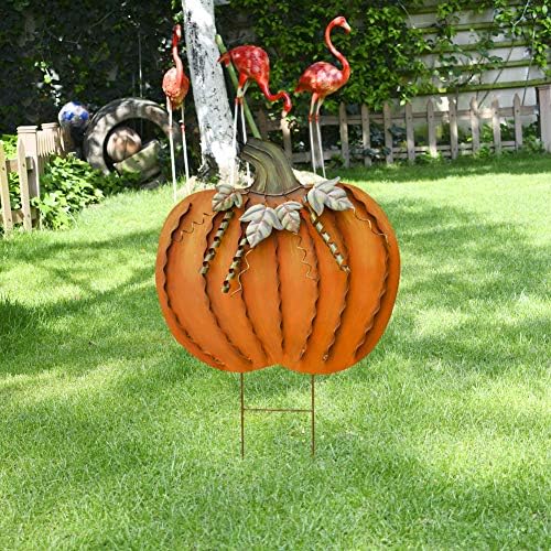 Metal Pumpkin Stakes Yard Signs Fall Decor Decorative Lawn Garden Stake - Image 2