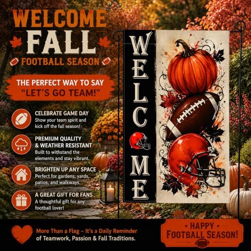 Fall Decor - Double Sided Fall Football Welcome Garden Flag - Image 4