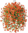 HyeFlora Artificial Hanging Flowers Basket for Outdoor, Fake Spring Flowers, UV Resistant & No Fading, Faux Plants, Realistic Indoor Decoration for Yard Gardens Porch Patio Planter (Orange) by HyeFloraartificialflowers
