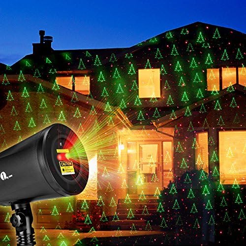 1 BY ONE OUS00-0817 Laser Green Christmas Tree and Red Stars Show, Projection Lights for Xmas, Holiday, Party, and Garden Decoration - Image 3