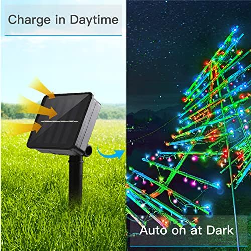 suddus 5 Colors Solar String Lights, Solar Christmas Lights Outdoor Waterproof with 8 Lighting Modes, Multi Colored 100LED Christmas String Lights for Indoor Patio Yard Trees Holiday Decoration - Image 5
