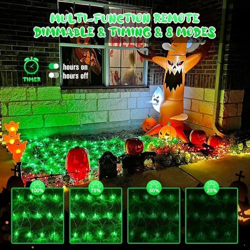 JMEXSUSS 200 LED Green Net Lights Plug in, 9.8ft x 6.6ft Connectable Christmas Net Lights Outdoor, Green Bush Light for Christmas Tree Halloween Garden Decor - Image 5