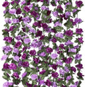 18 Pack 144 FT Artificial Flower Garland Fake Purple Roses Vines Flowers by KHOYIME