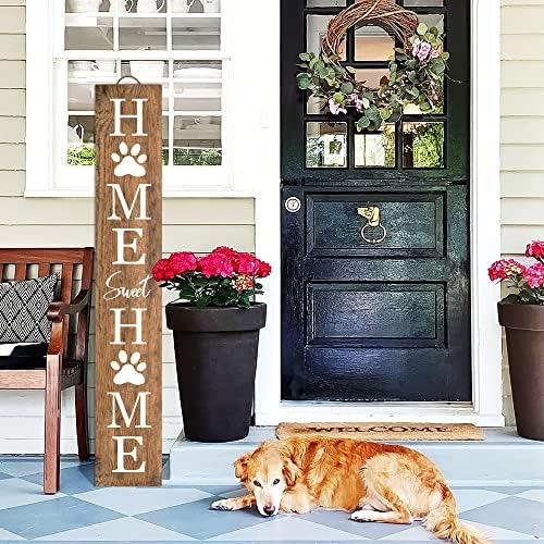 Home Sweet Home Wooden Porch Sign 47" Welcome Cat Dog Sign for Home Front Door Yard Front Porch Standing Farmhouse Home Decoration by AUSTAB