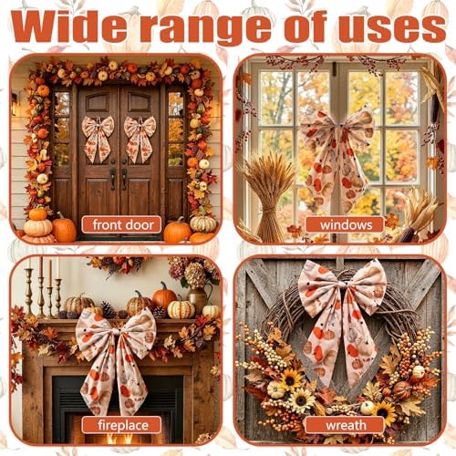 Suncalla 2 Pcs Orange Fall Pumpkin Wreath Bows 18'' x 12'' - Image 6