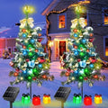 Aukora Solar Christmas Tree Lights Outside Decorations 31 in,8 Modes Christmas Light Outdoor Waterproof with 23 Xmas Accessories & 3 Gifts Box Lights for Garden Pathway Cemetery Decorations,2Pack by AUKORA