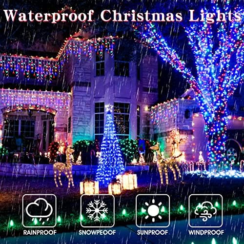 Christmas Icicle Lights Outdoor,640 LED 65.6 FT 8 Modes with Remote Control, Curtain Fairy String Lights for Christmas Decorations Holiday Wedding Party Eaves Window Yard Indoor (Multicolor) - Image 3