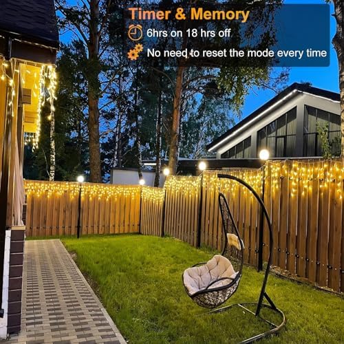 99ft Icicle Lights for Outside, Warm White Christmas Lights Outdoor Indoor, 1216 LED Twinkle String Light with 228 Drops, Waterproof Curtain Light for House Eaves Patio Wall Bedroom Window Roof Decor - Image 3