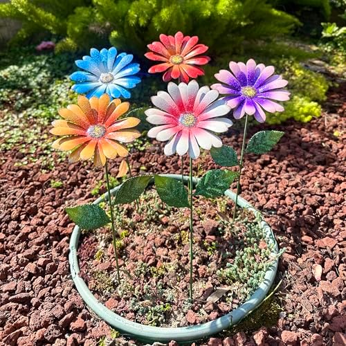 5-Pack Metal Flowers for Outside, 16.5" Decorative Garden Stakes - Image 6