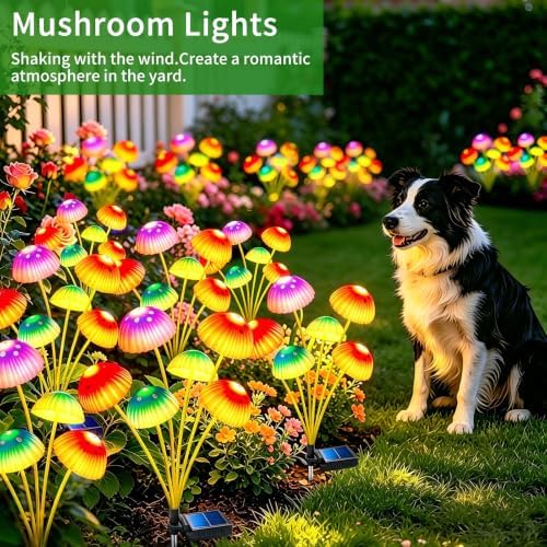 4 Pack 24LED Solar Powered Mushroom Lights Outdoor,Solar Garden Lights Decorative,Gifts for Women Birthday Mothers Day, Mushroom Flower Light Yard Decor Outside Waterproof for Lawn Porch Patio - Image 6