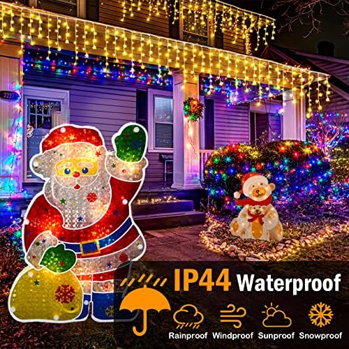 Christmas Lights Outdoor, 49FT 480 LED Ice Lights for Outside, 90 Drops Ice String Lights with 8 Modes, Waterproof Timer Memory Hanging Light for Eaves Party Yard Garden(Warm White) - Image 3