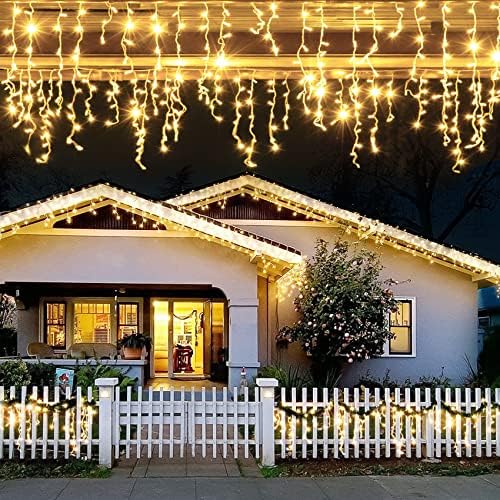 JMEXSUSS 200 LED Icicle Lights for Outside by JMEXSUSS