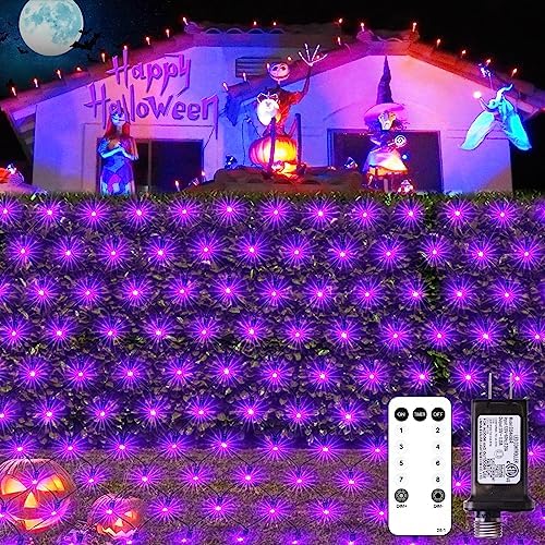 JMEXSUSS 360 LED Halloween Net Lights, Purple, 12ft x 5ft by JMEXSUSS