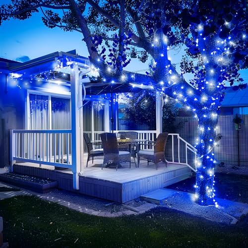 JMEXSUSS 250 LED Blue & White Christmas Lights, 91.5ft String Light Plug in - Image 7