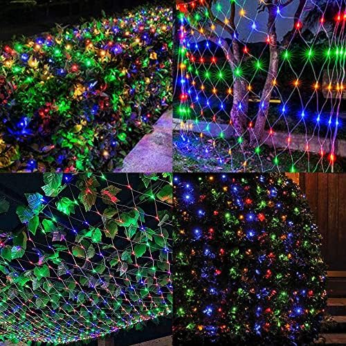 WATERGLIDE Outdoor Christmas Net Lights, 12FT x 5FT 360 LED Mesh String Light with 8 Lighting Modes, Connectable Light for Garden Tree Bushes, Holiday Wedding Party Decorations, Multicolor - Image 2