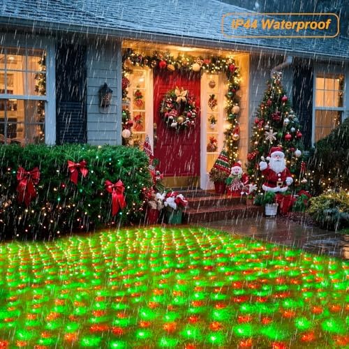 Pooqla Red and Green Christmas Net Lights Outdoor, 15x 5ft Green Wire - Image 3