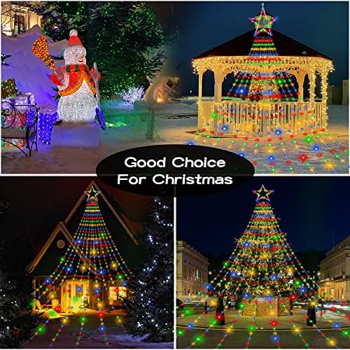 Onory Christmas Outdoor Star String Lights 23FT 860 LED Waterproof Waterfall Tree Lights with Star Topper, 8 Modes Christmas Decorations Outdoor Tree Lights for Patio, Yard, Party Holiday Dec - Image 6
