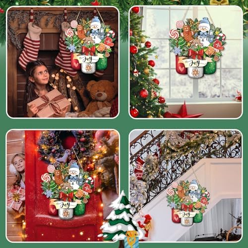 Boao Christmas Welcome Door Hanger, Snowman Door Sign Decor - Image 5