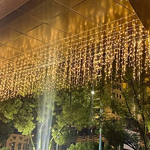 LED Ceiling Icicle Lights, 13FT 96 LEDs 8 Modes Twinkle Christmas Hanging Fairy String Curtain Lights for Parties Mall Patio Yard Indoor Outdoor Decoration Warm White, 4M - Image 6